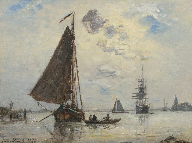 Johan Barthold Jongkind | Sortie de Port en Hollande, Öl auf Leinwand, 24,4 x 32,7 cm, Unterzeichnet u.l. und datiert 1870
