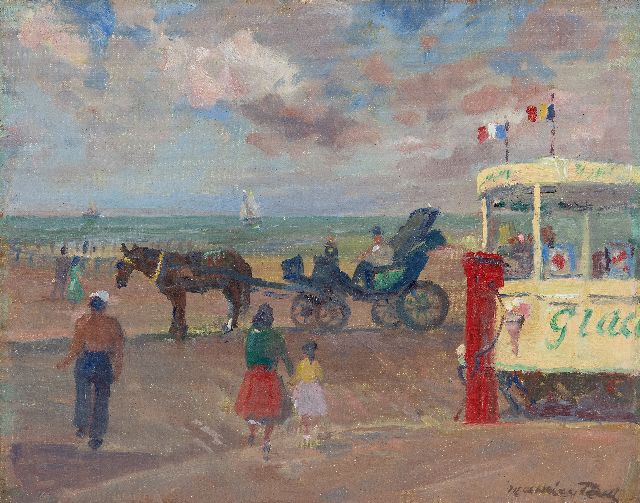 Paul M.  | Eiswagen am Strand, Öl auf Leinwand  auf Holzfaser 28,2 x 36,1 cm, Unterzeichnet u.r.