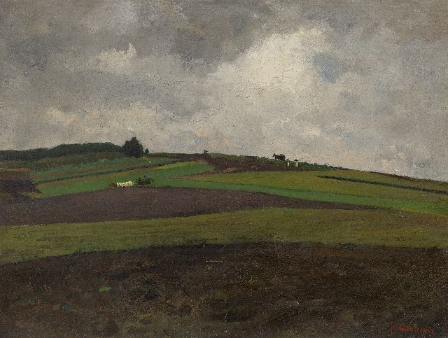 Arntzenius P.F.N.J.  | Hügelige Landschaft bei Regenwetter, Öl auf Leinwand 45,3 x 60,0 cm, Unterzeichnet u.r.