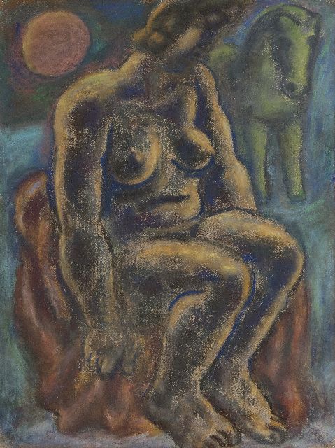Leo Gestel | Sitzende Frau mit Pferd, Pastell auf Papier, 63,0 x 48,0 cm, Unterzeichnet u.l. (undeutlich) und datiert 1932 (undeutlich)