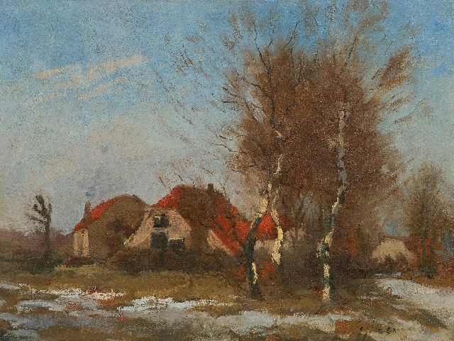 Gert Stegeman | Landschaft mit schmelzendem Schnee, Öl auf Leinwand, 31,8 x 42,2 cm, Unterzeichnet u.r.
