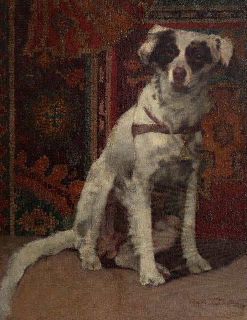 Richard Faulhammer | Hundeportrait, Öl auf Leinwand  auf Holzfaser, 55,1 x 43,1 cm, Unterzeichnet u.r. und datiert 1912