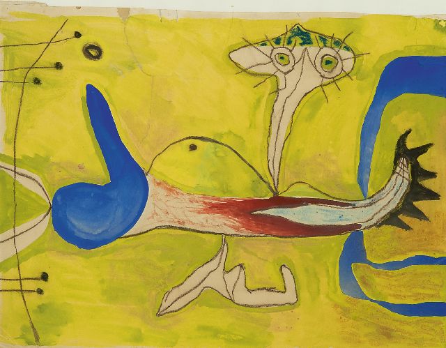 Lucebert | Vogeltier, Kreide und Aquarell auf Papier, 26,2 x 35,3 cm, zu datieren Jahre '60