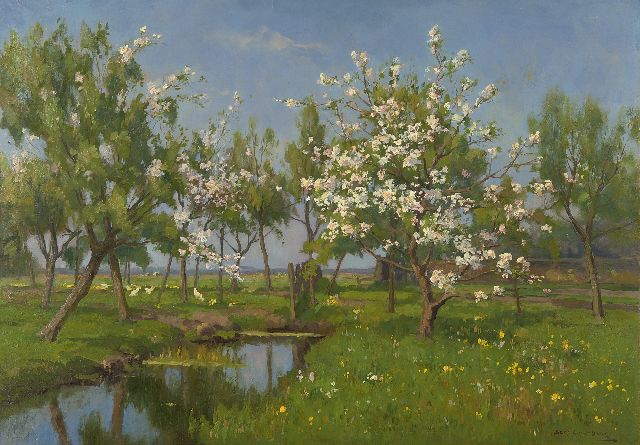 Beek B.A. van | Frühlingslandschaft, Öl auf Malereifaser 49,7 x 70,2 cm, Unterzeichnet u.r.