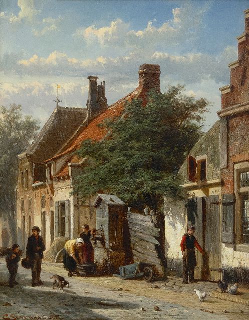 Cornelis Springer | Das Walstraatje in Harderwijk, Öl auf Holz, 25,2 x 19,8 cm, Unterzeichnet u.l. und im Verso und Recto und im Verso datiert 1862