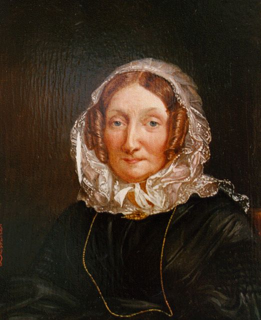 Dewitte   | A portrait of a lady, Öl auf Holz 14,9 x 12,3 cm, signed l.l.