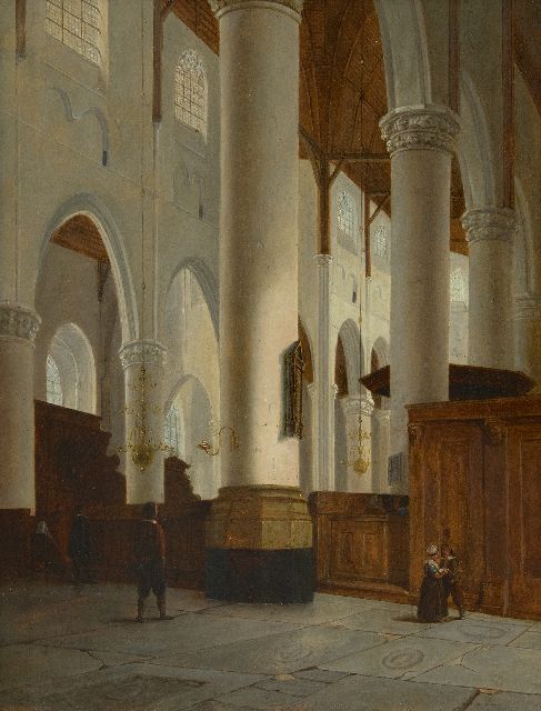 Jan Baptist Tetar van Elven | Innenraum der Laurenskirche in Rotterdam, Öl auf Holz, 42,8 x 33,3 cm, Unterzeichnet u.l. mit Initialen