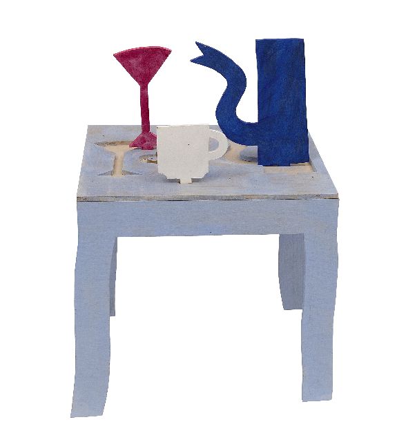 Klaas Gubbels | The Wishing-Table: Ein bemalter Holztisch mit einer Monographie über den Künstler, plywood, 47,6 x 35,0 cm, Unterzeichnet innen mit Initialen und datiert '97