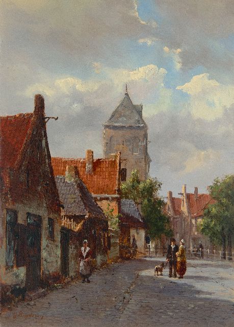 Frederik Roosdorp | Sonnige Strasse, Öl auf Tafel, 22,0 x 15,8 cm, Unterzeichnet u.l.