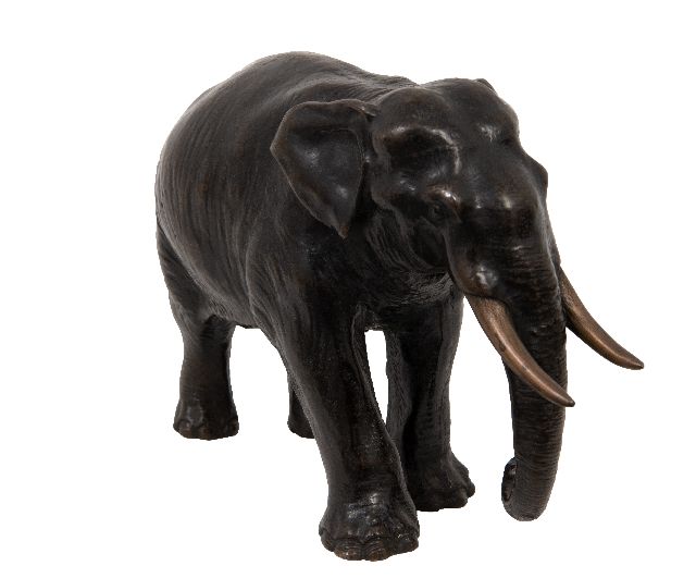Duitse School, 19 eeuw | Stehender Elefant, Bronze, 16,0 cm