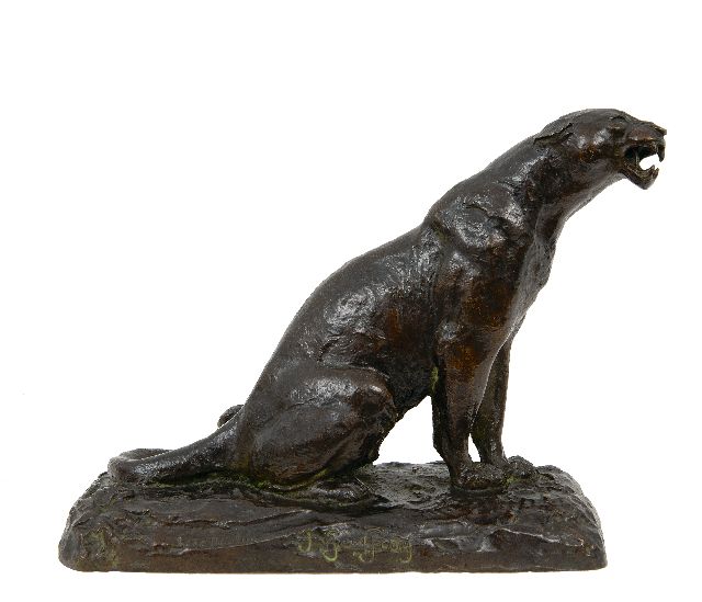 Geoffroy A.L.V.  | Brüllender Panther, Bronze 19,7 x 25,0 cm, Unterzeichnet auf der Basis