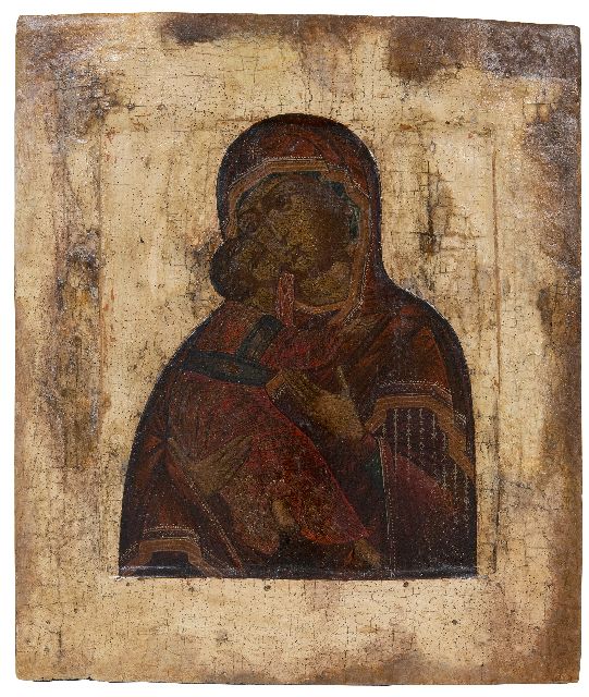 Ikoon | Ikone: Vladimiskaya die Mutter Gottes, Holz, 31,3 x 26,7 cm, 17e eeuw