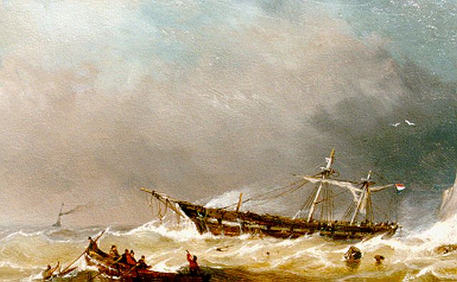 Petrus Paulus Schiedges | A sailing vessel caught in a squall, Öl auf Tafel, 15,3 x 20,0 cm, signed l.r. und dated '59