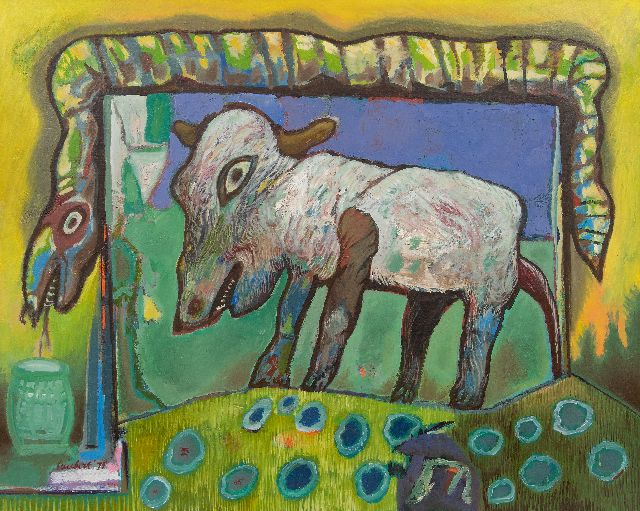 Lucebert | Ziege und Schlange, Öl auf Leinwand, 80,2 x 100,1 cm, Unterzeichnet u.l. und datiert '73