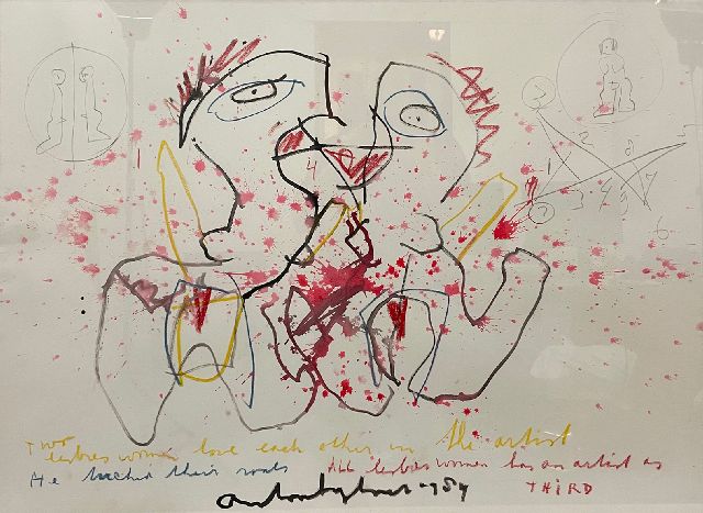 Anton Heyboer | Two lesbian women love each other in the artist, Bleistift, Kreide und Aquarell auf Papier, 78,4 x 108,0 cm, Unterzeichnet u.m. und datiert 1984