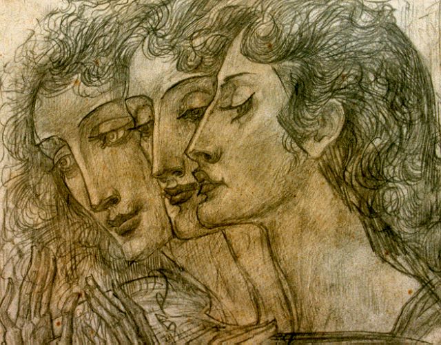 Willem Adriaan van Konijnenburg | Three women, Bleistift auf Papier, 8,7 x 11,0 cm, signed l.l. und dated 1910
