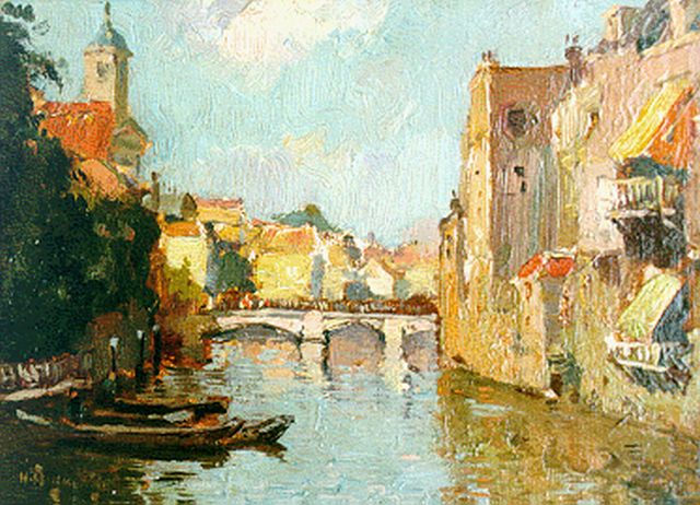 Herman Bogman jr. | A view of a canal, Dordrecht, 15,7 x 21,4 cm, signed l.l.