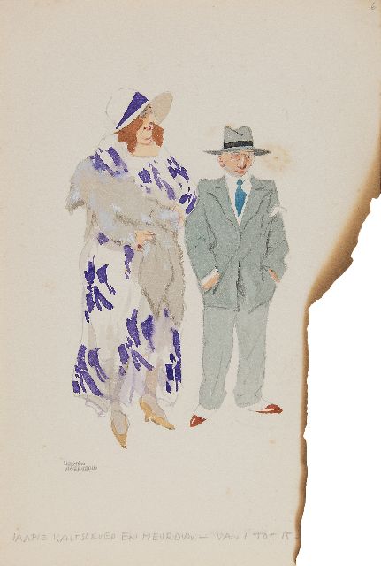 Herman Moerkerk | Jaapie Kalfslever and Miss - from 1 to 15, Bleistift und Aquarell auf Papier, 25,5 x 17,1 cm, Unterzeichnet u.l.
