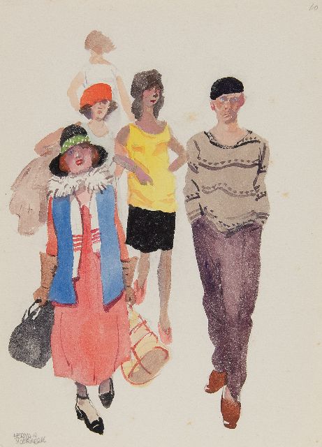 Herman Moerkerk | Die neue deutsche Miss, Bleistift und Aquarell auf Papier, 21,3 x 15,5 cm, Unterzeichnet u.l.
