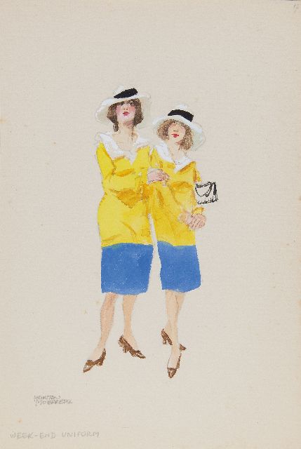 Herman Moerkerk | Wochenenduniform, Bleistift und Aquarell auf Papier, 25,5 x 17,1 cm, Unterzeichnet u.l.