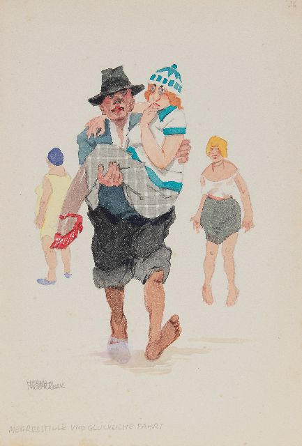 Herman Moerkerk | Meeresstille und glückliche Fahrt, Bleistift und Aquarell auf Papier, 25,5 x 17,1 cm, Unterzeichnet u.l.