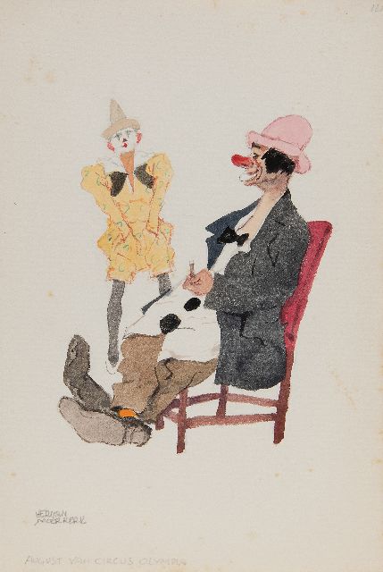 Herman Moerkerk | August von Circus Olympia, Bleistift und Aquarell auf Papier, 25,6 x 17,2 cm, Unterzeichnet u.l.