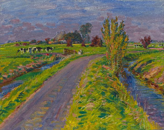 Dijkstra J.  | Bauernhof am Paddepoelsterweg in die Nähe von Wierumerschouw; im Verso: Bauernhof an einer Landstrasse, Öl auf Leinwand 52,4 x 66,0 cm, zu datieren um 1930