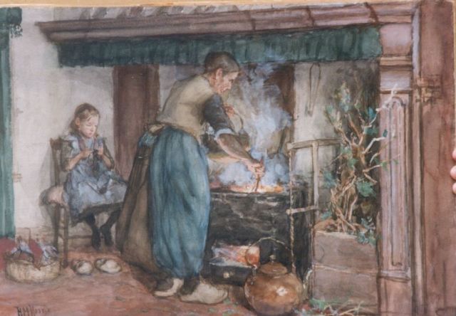 Horrix H.M.  | Preparing diner, Aquarell auf Papier 38,5 x 56,0 cm, signed l.l.