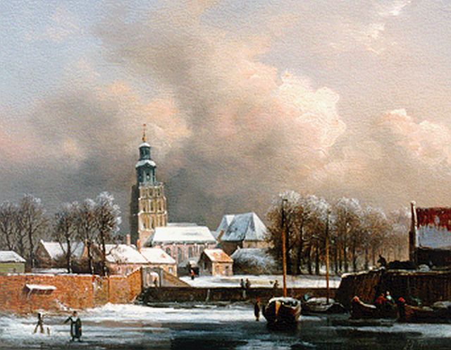 Fels J.J.  | A view of the St. Walburgskerk, Zutphen, Öl auf Holz 28,5 x 36,3 cm, signed l.r.