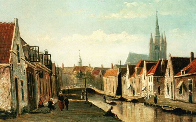 Jan Heppener | 'Het Rietveld', Delft, Öl auf Holz, 24,1 x 34,8 cm, signed l.l. und dated 1875