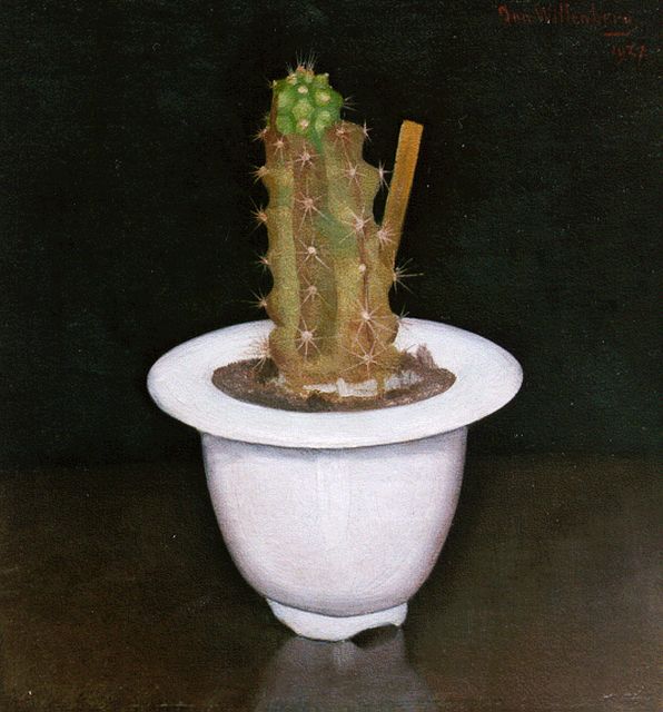 Jan Wittenberg | Cactus in a white pot, Öl auf Leinwand auf Holz, 17,0 x 15,7 cm, signed u.r. und dated 1927