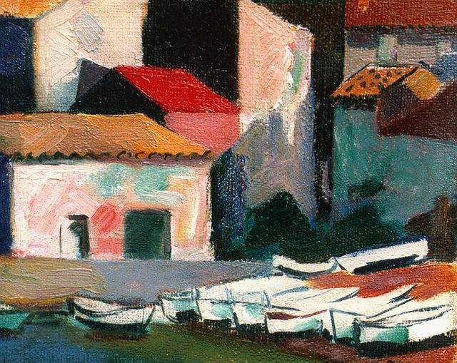 Oepts W.A.  | Vieux port de St. Tropez, Öl auf Leinwand Malereifaser 12,4 x 14,3 cm, signed l.r. und painted ca. 1947