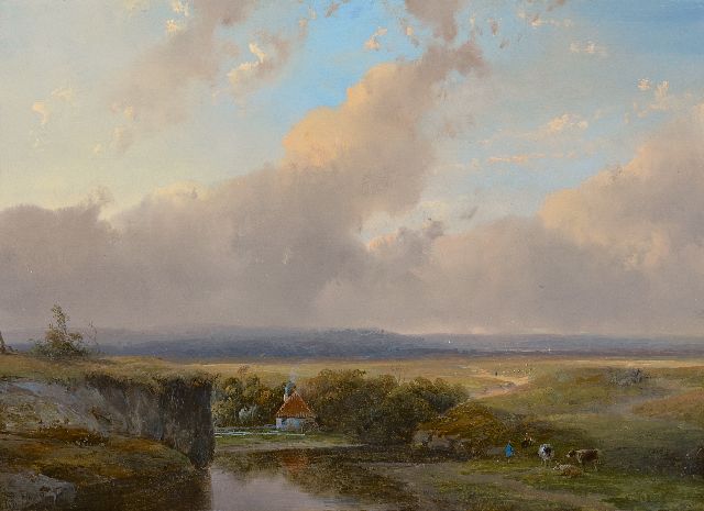 Schelfhout A.  | Flusslandschaft, Öl auf Tafel 23,3 x 31,5 cm, Unterzeichnet u.l.
