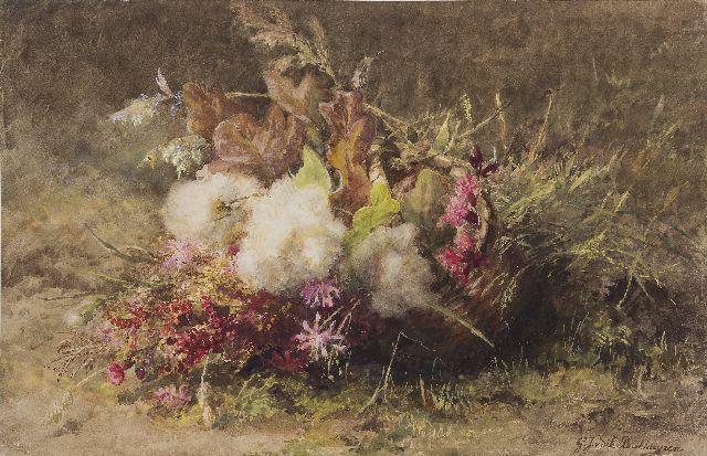 Sande Bakhuyzen G.J. van de | Herbststrauss, Aquarell auf Papier 33,8 x 52,3 cm, Unterzeichnet u.r.