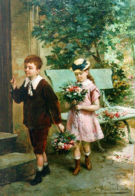 Roosenboom A.  | Mother's angels, Öl auf Holz 35,0 x 25,0 cm, signed l.r.