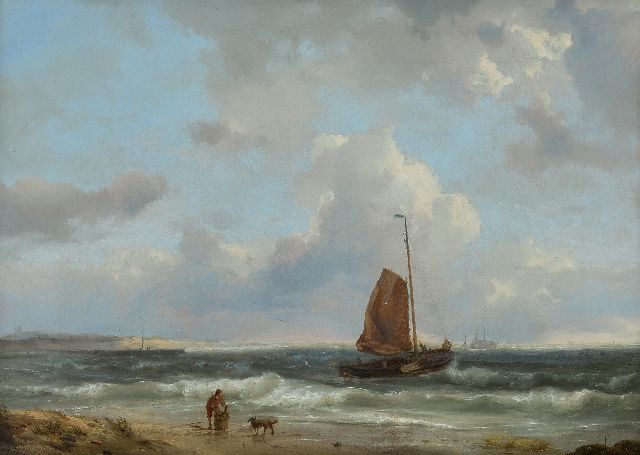 Hermanus Koekkoek | Auslaufendes Fischerboot, Öl auf Leinwand, 34,7 x 48,3 cm, Unterzeichnet u.l. und datiert 1849