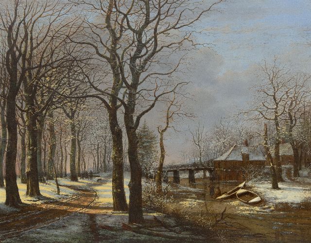 George Pieter Westenberg | Beschneiter Waldansicht mit Bäumenallee, Öl auf Leinwand, 63,8 x 80,8 cm, Unterzeichnet l.u. und datiert 1821