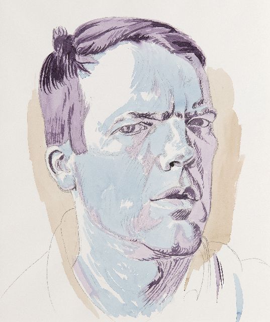 Philip Akkerman | Selbstportrait, Bleistift und Aquarell auf Papier, 37,8 x 32,0 cm, Unterzeichnet im verso und datiert im Verso 2001