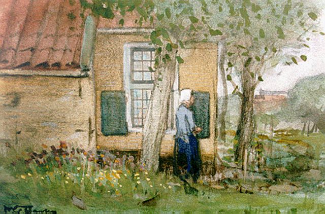 Willem George Frederik Jansen | A farmyard, Aquarell auf Papier, 15,0 x 22,0 cm, signed l.l.