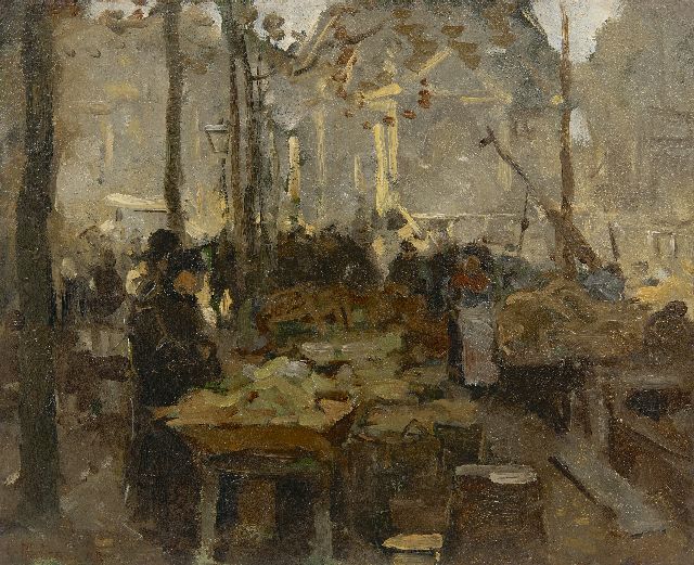 Willem Bastiaan Tholen | Markt am Kai, Öl auf Tafel, 29,1 x 35,9 cm, Unterzeichnet u.l. und datiert '83