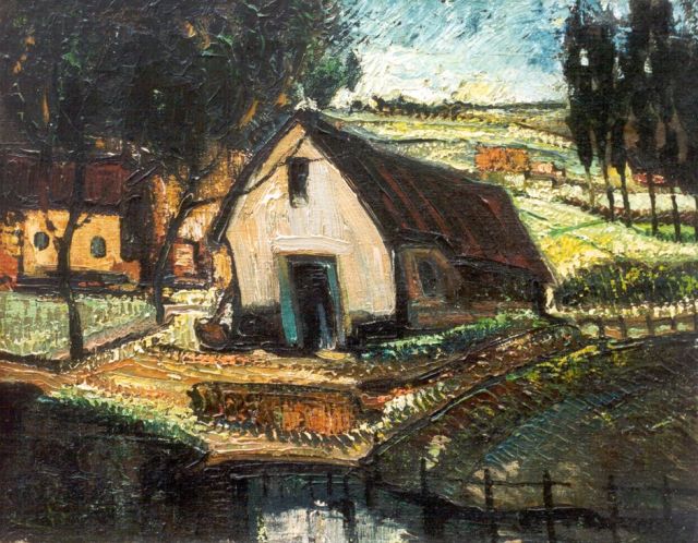 Jacques Mels | A farm, Öl auf Leinwand, 35,0 x 44,8 cm, signed l.l. and on the reverse