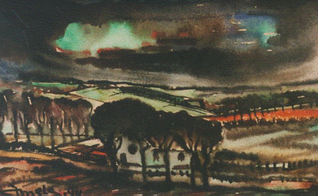 Jacques Mels | Landscape, Aquarell auf Papier, 13,0 x 21,5 cm, signed l.l. und dated '44