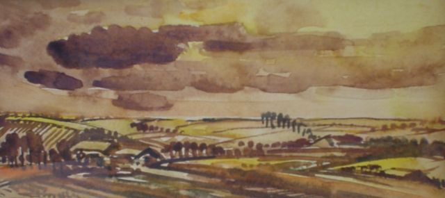 Jacques Mels | Landscape, Aquarell auf Papier, 13,0 x 21,5 cm, signed l.l. und dated '44