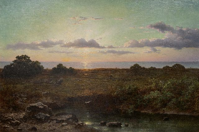 Louwrens Hanedoes | Sonnenuntergang bei Le Havre, Öl auf Leinwand, 111,0 x 166,2 cm, Unterzeichnet u.l.