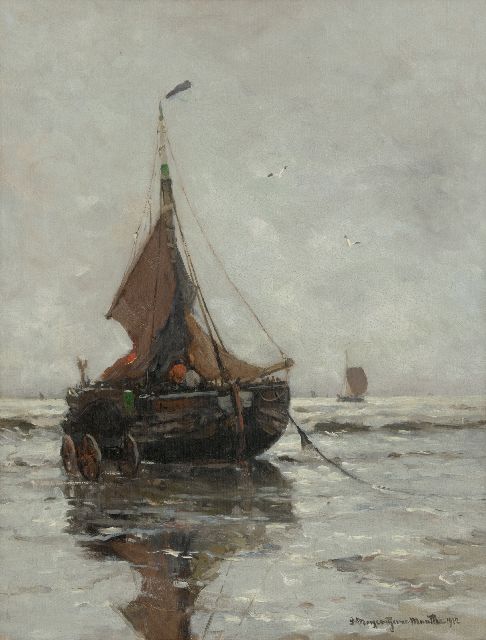 Morgenstjerne Munthe | Bomschuit am Strand, Katwijk, Öl auf Leinwand, 67,3 x 51,6 cm, Unterzeichnet r.u. und datiert 1912