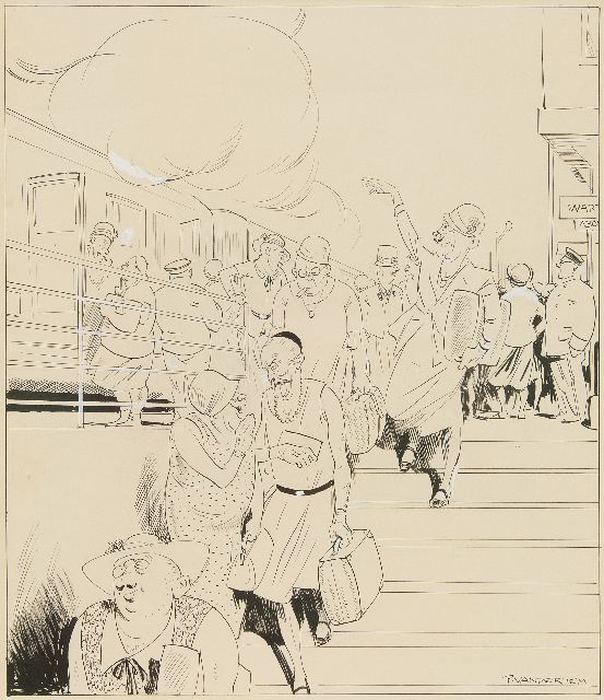 Piet van der Hem | Am Bahnhof, Tinte und Aquarell auf Papier, 49,8 x 35,0 cm, Unterzeichnet r.u.