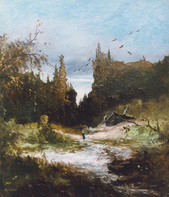 Johannes Warnardus Bilders | A hilly landscape, Öl auf Malereifaser, 31,2 x 27,0 cm