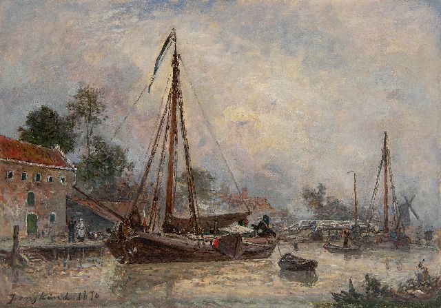 Johan Barthold Jongkind | Environs de Dordrecht, Öl auf Leinwand, 33,5 x 46,4 cm, Unterzeichnet u.l. und datiert 1870