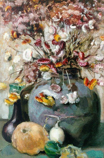 Geraldo Brender à Brandis | Dried flowers, Öl auf Leinwand, 75,0 x 50,2 cm, signed l.r.