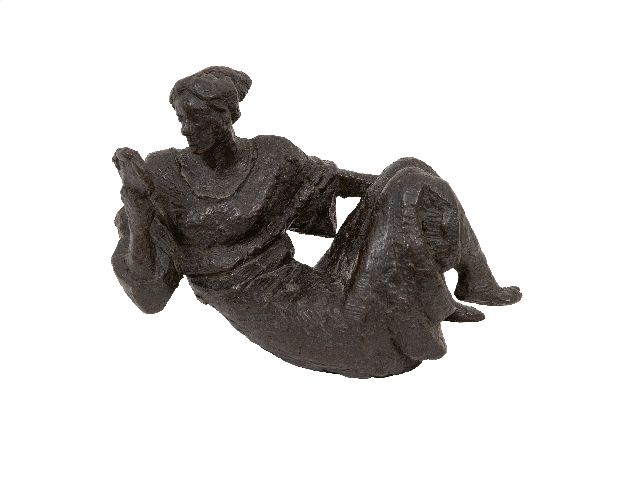 Onbekend | Liegende Dame mit Handspiegel, Bronze, 14,0 x 20,0 cm